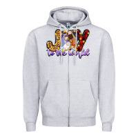 Heather Grey joy to the world Zipper Hoodie - Zillion Design Studio