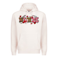 Pale Pink valentines day nurse Premium Hoodie - NancyCooperArtShop