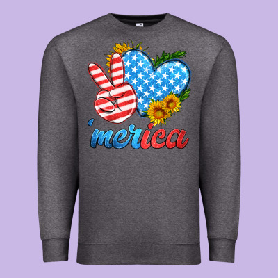 America With Heart Premium Sweatshirt Designed By Hra Design Shop