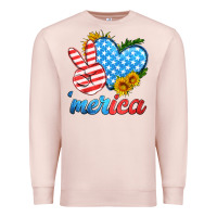 Pale Pink america with heart Premium Sweatshirt - HRA Design Shop