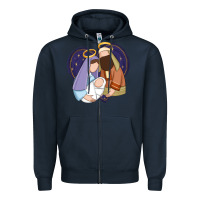 Navy holy night jesus birth Zipper Hoodie - Zillion Design Studio