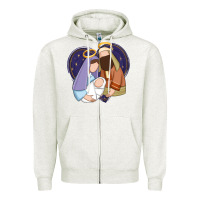 Oatmeal Heather holy night jesus birth Zipper Hoodie - Zillion Design Studio