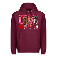 Burgundy valentines day love nurse Premium Hoodie - NancyCooperArtShop