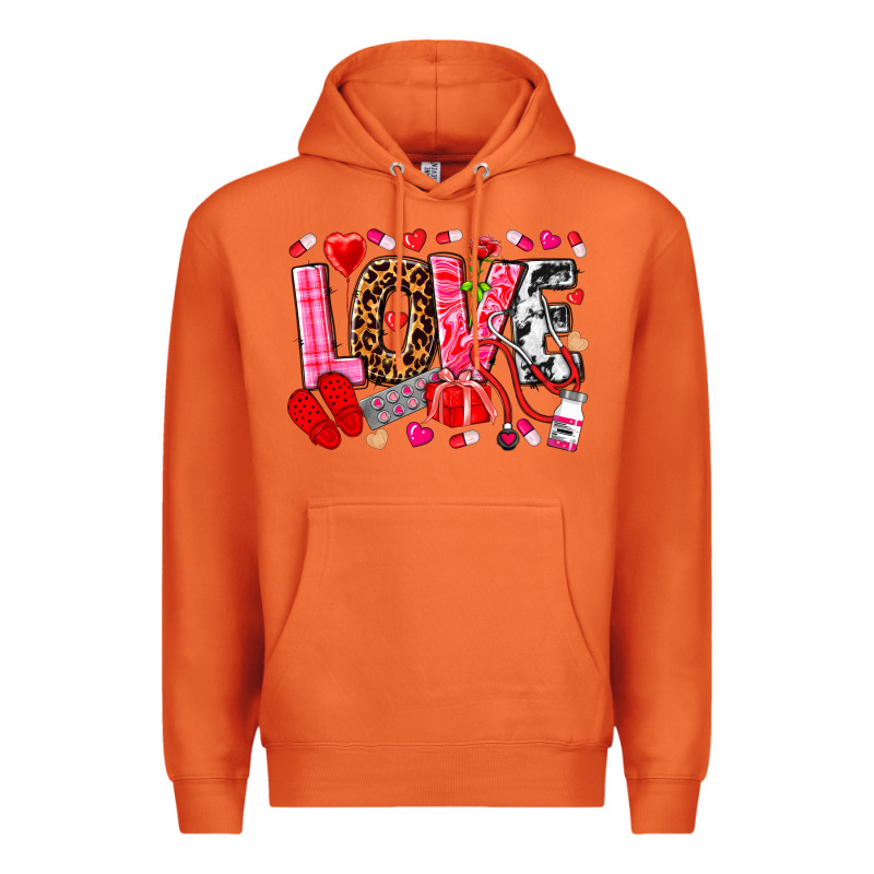 Valentines Day Love Nurse Premium Hoodie by NancyCooperArtShop | Teevron