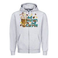 Heather Grey half human half coffee Zipper Hoodie - texasbilliewilder