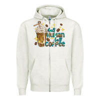Oatmeal Heather half human half coffee Zipper Hoodie - texasbilliewilder