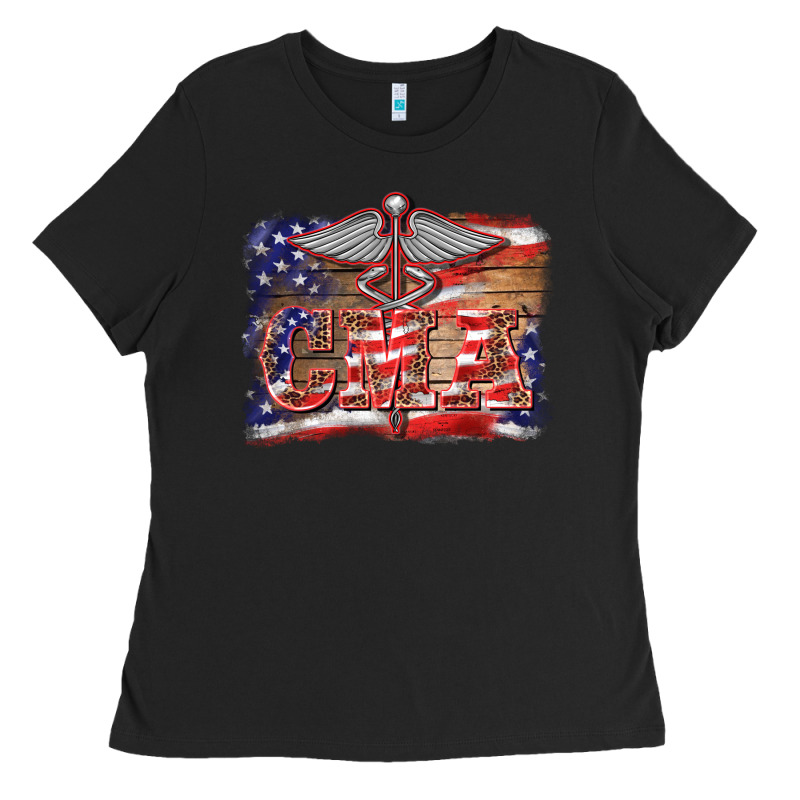 Patriotic Nurse Certified Medical Assistant Medilcal Symbol Background Ladies Tee by BarkalooDesign | Teevron