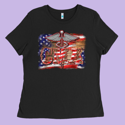 Patriotic Nurse Certified Medical Assistant Medilcal Symbol Background Ladies Tee Designed By Barkaloodesign