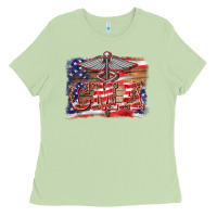 Matcha patriotic nurse certified medical assistant medilcal symbol background Ladies Tee - BarkalooDesign