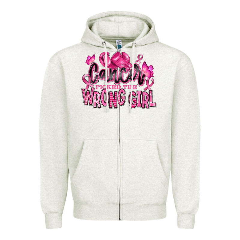 Cancer Picked The Wrong Girl Zipper Hoodie by RanaPortraitStore | Teevron