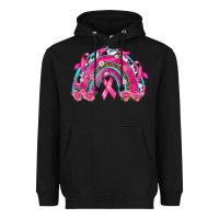 Black Breast Cancer Rainbow Heavyweight Hoodie - texasbilliewilder