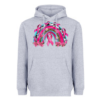 Heather Grey Breast Cancer Rainbow Heavyweight Hoodie - texasbilliewilder