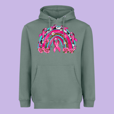 Breast Cancer Rainbow Heavyweight Hoodie Designed By Texasbilliewilder