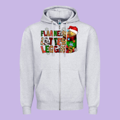 Flannels Lattes Zipper Hoodie Designed By Zillion Design Studio