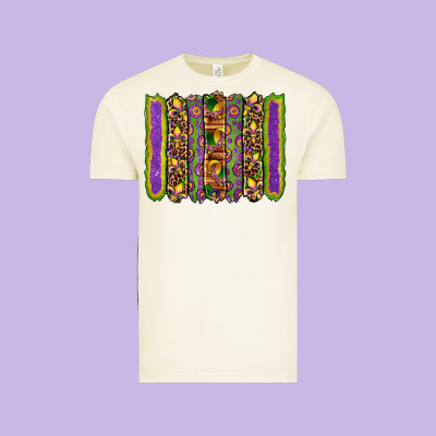 Mardi Gras Fleur De Lis Mask Leopard Glitter  Brushstrokes Vintage Tee Designed By Artiststas