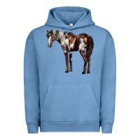 Pigment Pebble Blue Mustang Horse Urban Hoodie - LillyAllenDesigns