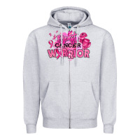 Heather Grey breast cancer warrior Zipper Hoodie - RanaPortraitStore