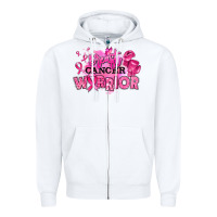 White breast cancer warrior Zipper Hoodie - RanaPortraitStore