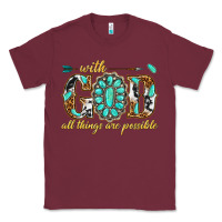Burgundy with god all things are possible with gemstone Classic Tee - texasbilliewilder