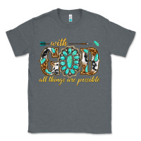 Charcoal Heather with god all things are possible with gemstone Classic Tee - texasbilliewilder