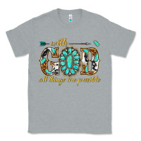 Heather Grey with god all things are possible with gemstone Classic Tee - texasbilliewilder