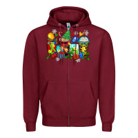 Burgundy autism christmas coffee cups Zipper Hoodie - Zillion Design Studio