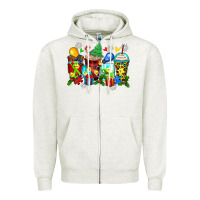 Oatmeal Heather autism christmas coffee cups Zipper Hoodie - Zillion Design Studio