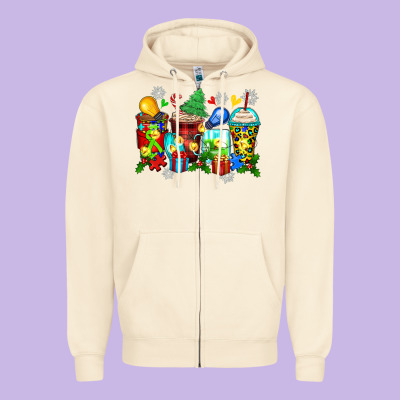 Autism Christmas Coffee Cups Zipper Hoodie Designed By Zillion Design Studio
