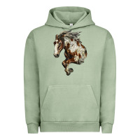 Pigment Oil Green Mustang Horse Urban Hoodie - LillyAllenDesigns