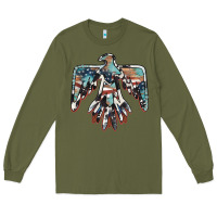 Army Green American flag thunderbird Long Sleeve Tee - BarkalooDesign