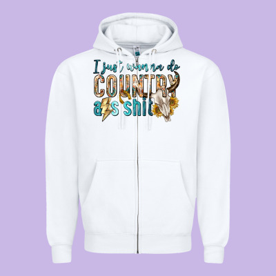 I Just Wanna Do Country Zipper Hoodie Designed By Texasbilliewilder