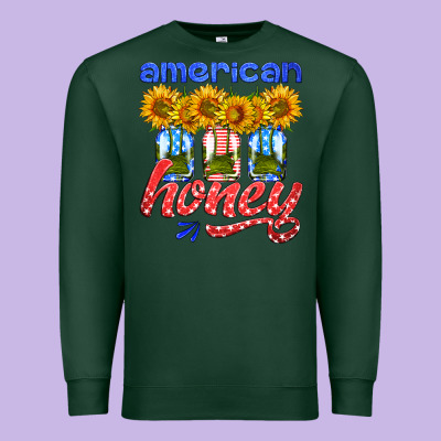 American Honey Sunflower Mason Jar Premium Sweatshirt Designed By Hra Design Shop