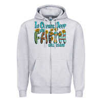 Heather Grey in oceans deep faith will stand Zipper Hoodie - texasbilliewilder