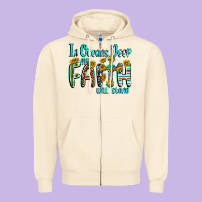 In Oceans Deep Faith Will Stand Zipper Hoodie Designed By Texasbilliewilder
