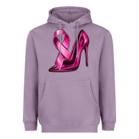 Lavender Breast Cancer Ribbon and Heels Heavyweight Hoodie - texasbilliewilder
