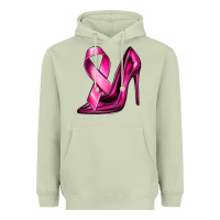 Matcha Breast Cancer Ribbon and Heels Heavyweight Hoodie - texasbilliewilder