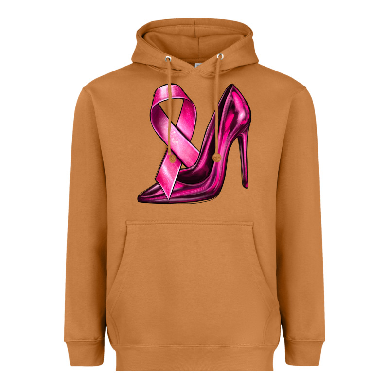 Breast Cancer Ribbon And Heels Heavyweight Hoodie by texasbilliewilder | Teevron
