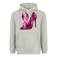 Moon Dust Breast Cancer Ribbon and Heels Heavyweight Hoodie - texasbilliewilder