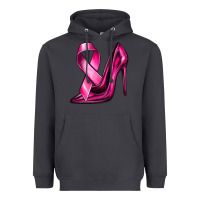 Smoke Breast Cancer Ribbon and Heels Heavyweight Hoodie - texasbilliewilder