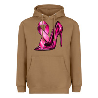 Toasted Coconut Breast Cancer Ribbon and Heels Heavyweight Hoodie - texasbilliewilder