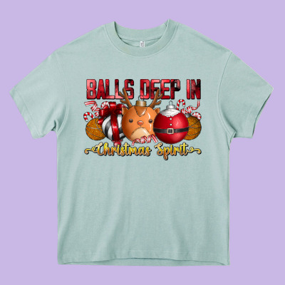 Balls Deep In Christmas Spirit Heavy Core Tee Designed By Cowhidedigitalart