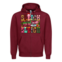Burgundy sleigh girl sleigh Zipper Hoodie - Zillion Design Studio