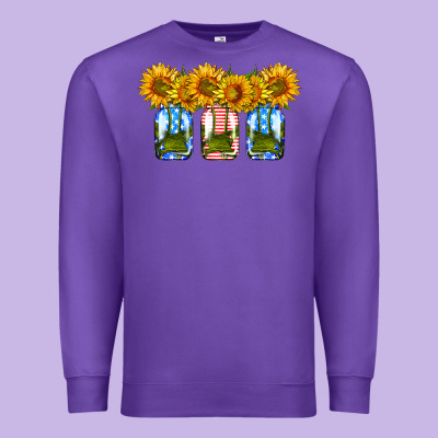 American Sunflower Mason Jar Premium Sweatshirt Designed By Hra Design Shop