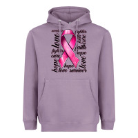 Lavender Breast Cancer Ribbon Hope Love Faith Heavyweight Hoodie - texasbilliewilder