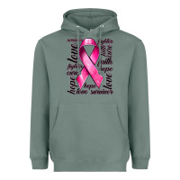 Sage Breast Cancer Ribbon Hope Love Faith Heavyweight Hoodie - texasbilliewilder
