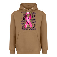 Toasted Coconut Breast Cancer Ribbon Hope Love Faith Heavyweight Hoodie - texasbilliewilder