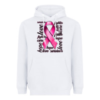 White Breast Cancer Ribbon Hope Love Faith Heavyweight Hoodie - texasbilliewilder