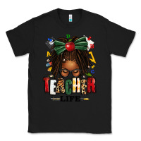 Black teacher life afro locs messy bun Classic Tee - texasbilliewilder