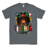 Charcoal Heather teacher life afro locs messy bun Classic Tee - texasbilliewilder