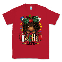Red teacher life afro locs messy bun Classic Tee - texasbilliewilder